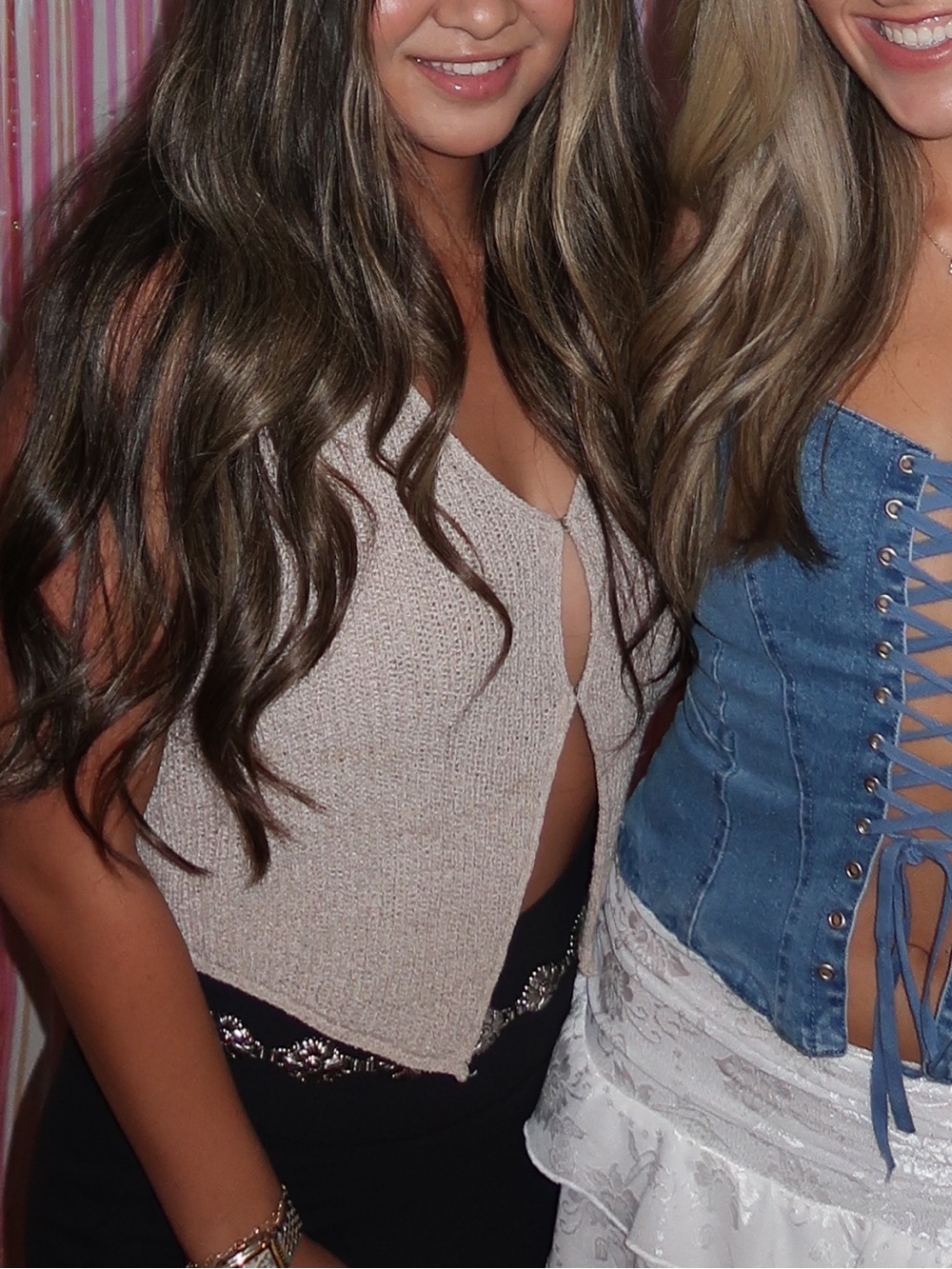 Knit Button-Front Crop Top in Beige